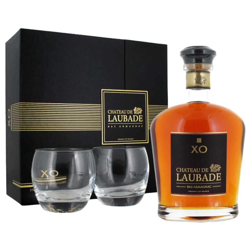 Chateau de Laubade Bas Armagnac Luxe XO Noir 40% 700ML + 2 glasses